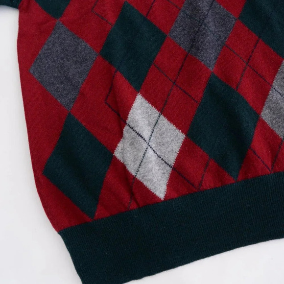 Pringle  Of Scotland Super Geelong 100% Lambswool Green And Red Argyle Small - Picture 7 of 10
